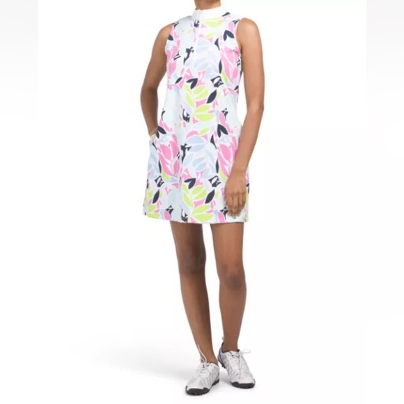 Tommy Bahama Active Printed Dress With Short UPF 50+ Performance Dress Sz L - Picture 1 of 6